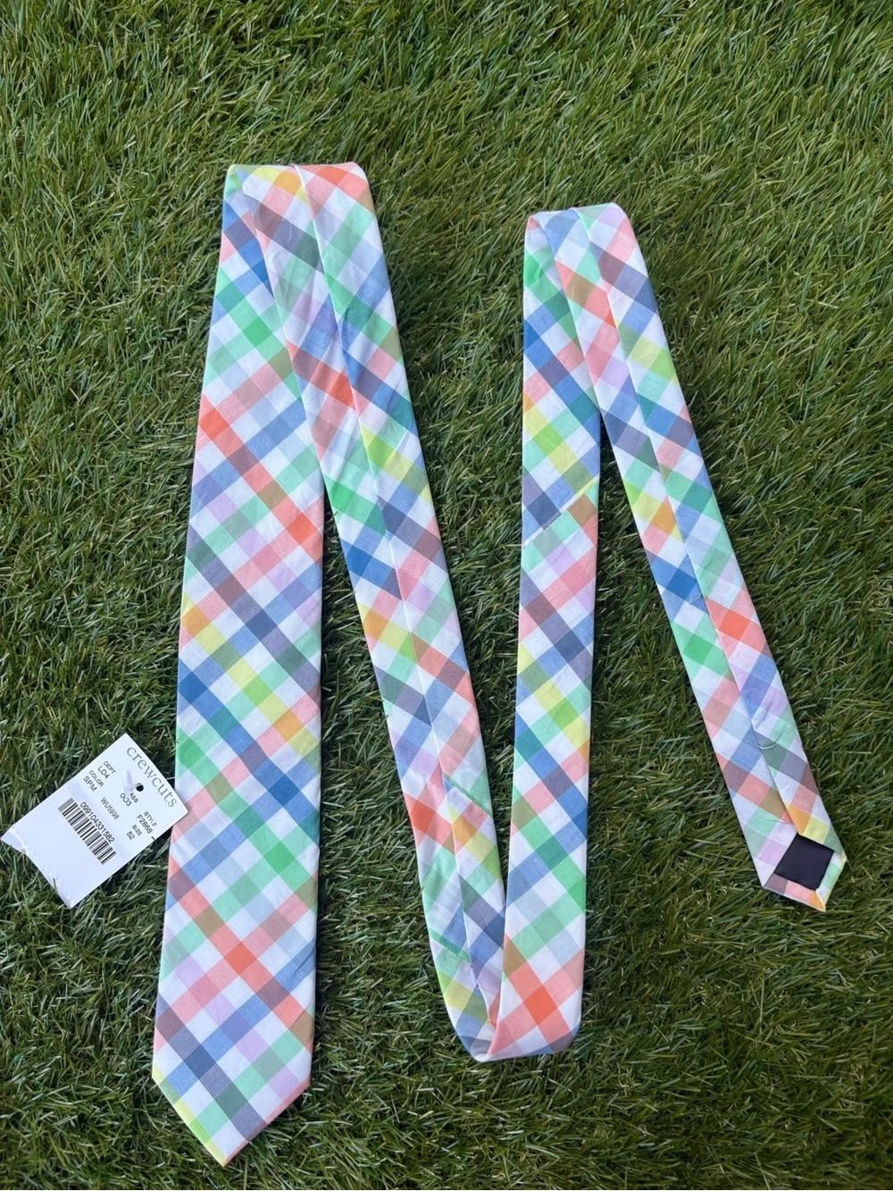 NWT Crewcuts JCrew Multicolor Pastel Plaid Tie 52” Size 8-16